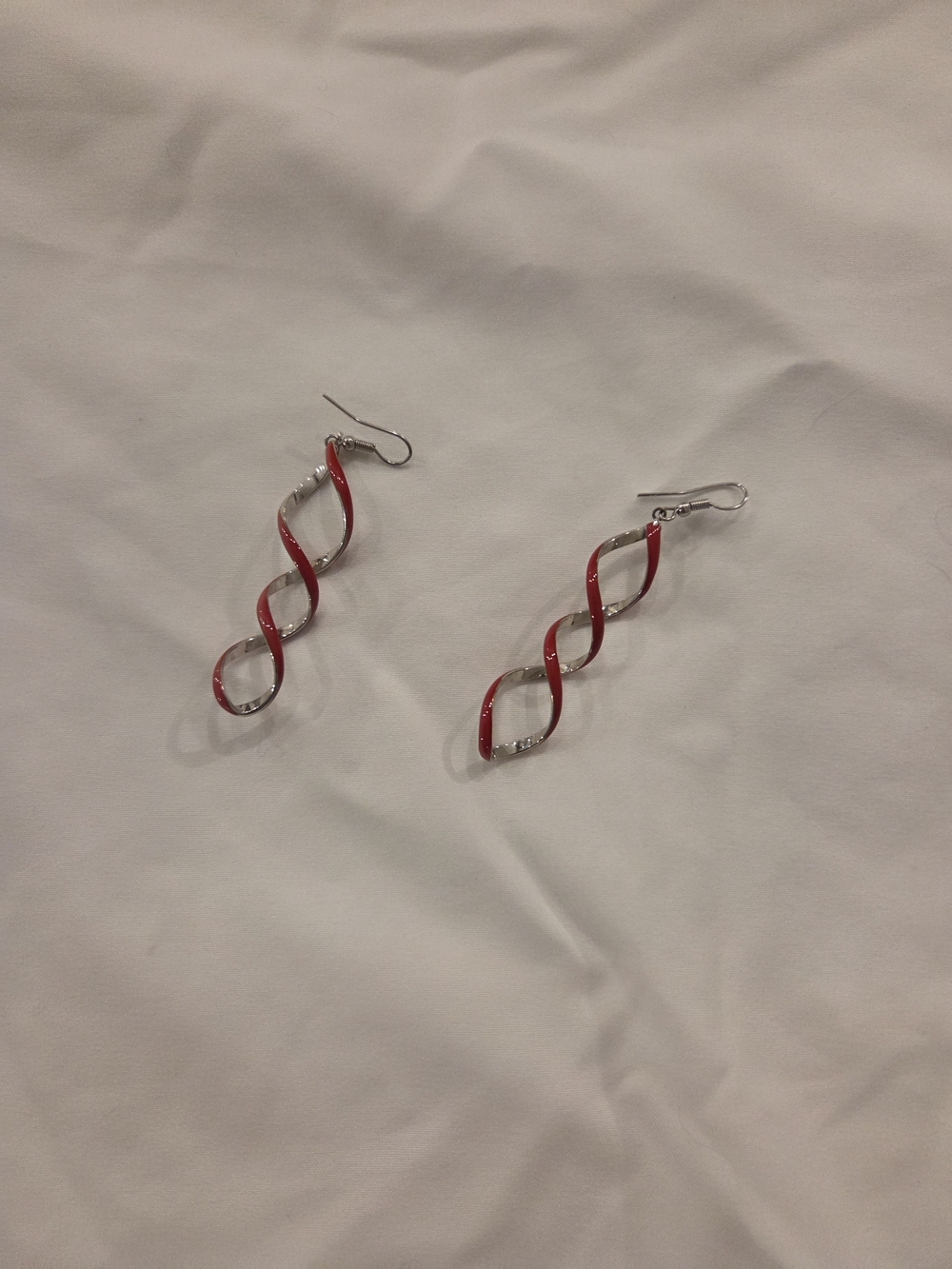 Red Twisted Drop Earrings - Women's Fashion Jewelry
